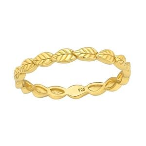 14k Gold over 925 Sterling Silver Ring Leaf Design
